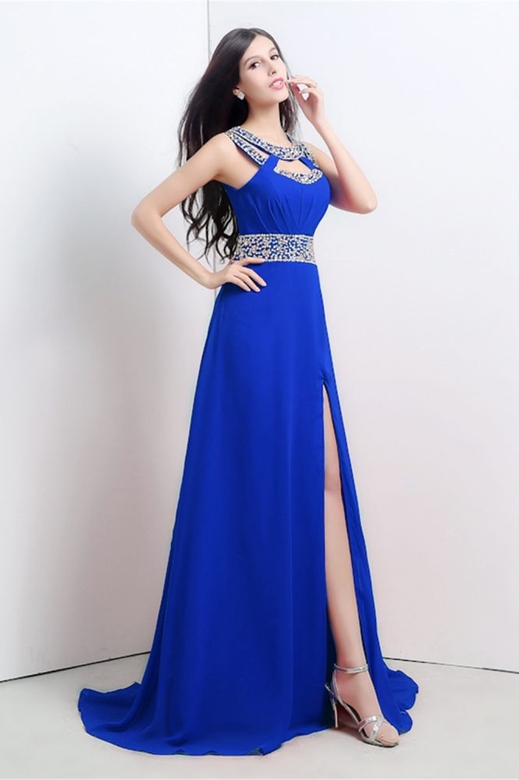 CATHERINE A-Line Halter Chiffon Party Dress with Crystal Embellishments