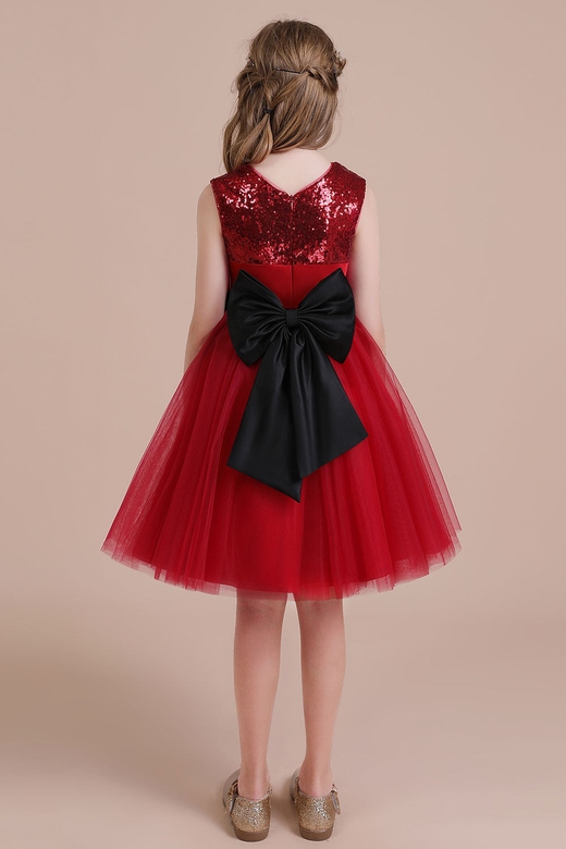 A-Line Graceful Sequined Tulle Flower Dress