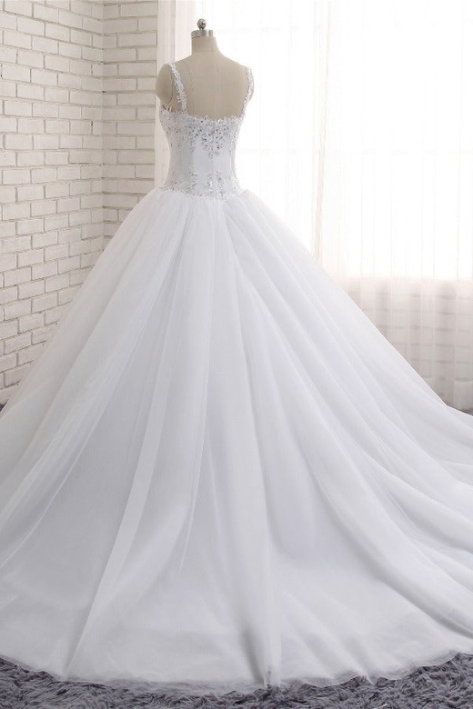 Stunning White Tulle Lace Wedding Gown, Strapless Sweetheart