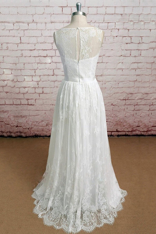 Elegant Illusion Lace A-line Wedding Dress On Sale