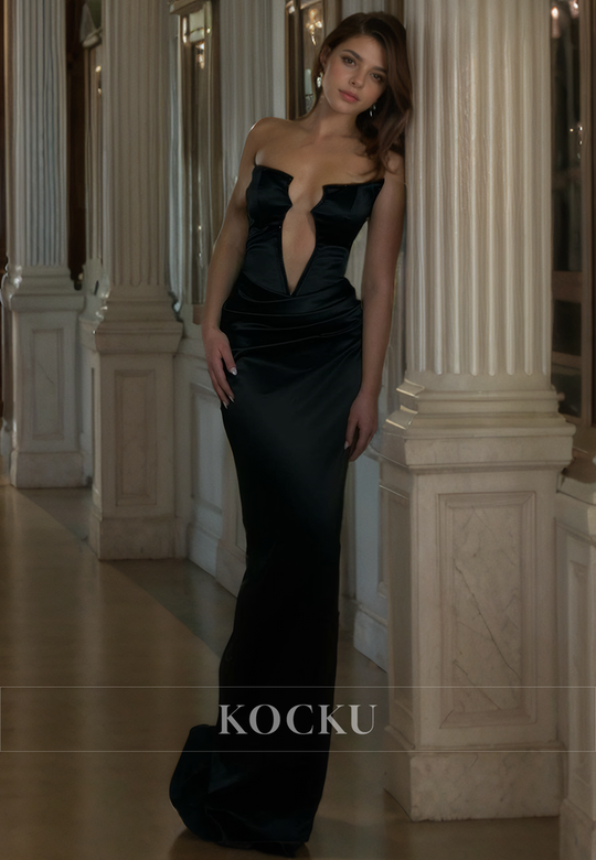 Sexy & Hot Off-Shoulder V-Neck Sheath Evening Party Dress