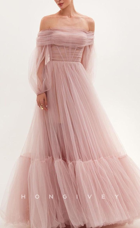 Sexy A-Line Tulle Illusion Strapless Detachable Sleeve Empire Party Gown