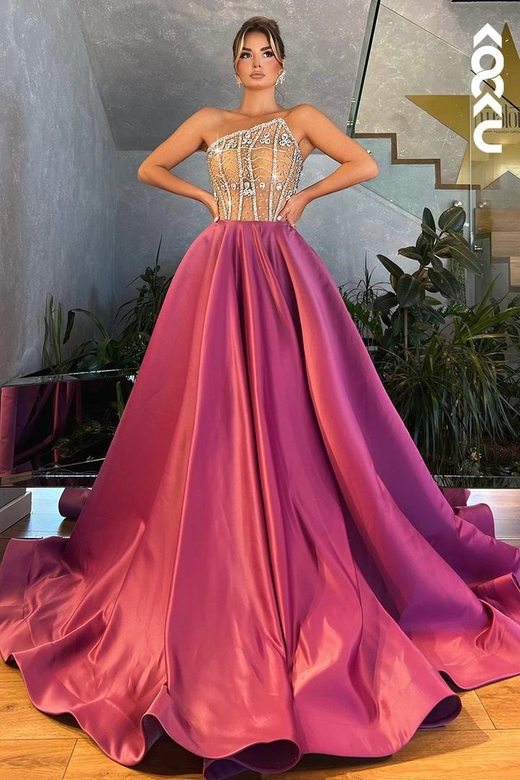 Glamorous & Dramatic Strapless Sleeveless A-Line Formal Party Gown