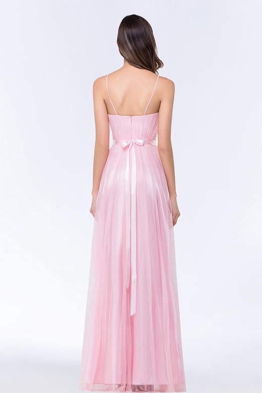 Modest Spaghetti-Straps Sweetheart Sash Bridesmaid Dresses