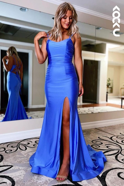 Chic & Modern Spaghetti Straps Side Slit Mermaid Prom Dress