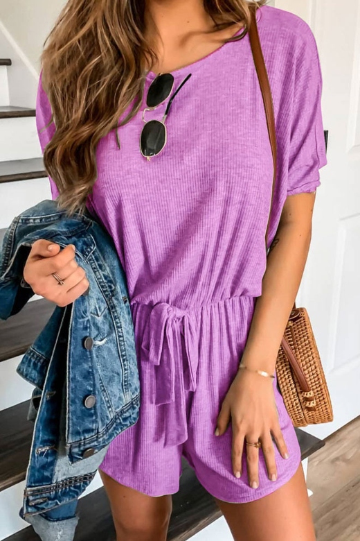 Short Sleeves Lilac Rompers for Playful Elegance