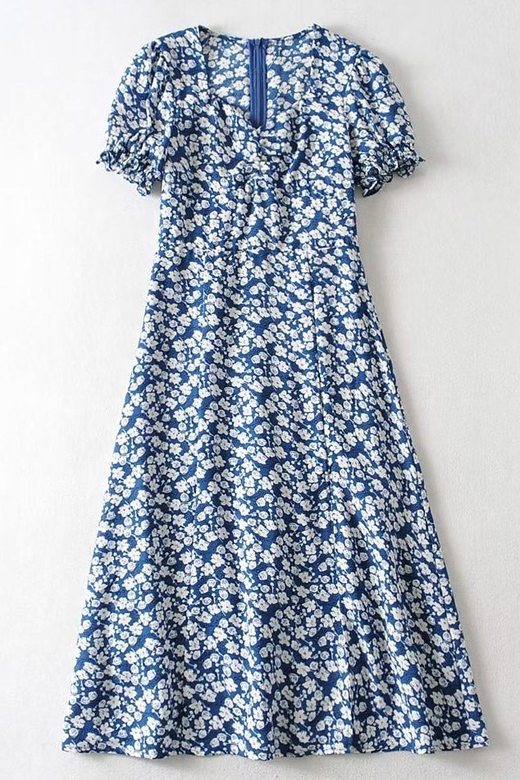 Floral Short Sleeve Midi Dress for Spring Elegance