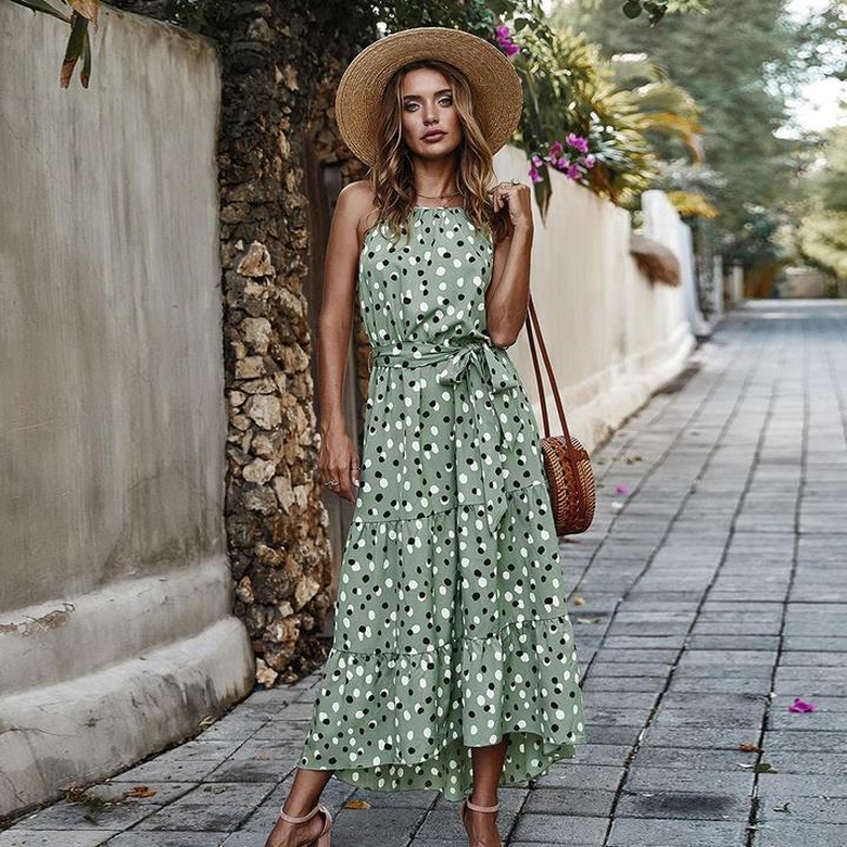 Polka-Dot Patterned Midi Dresses for Classic Style