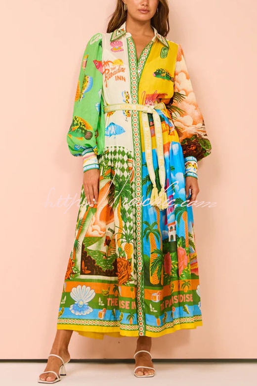 Perfect Transitional Vacation Paisley Print Tie-up Maxi Dress