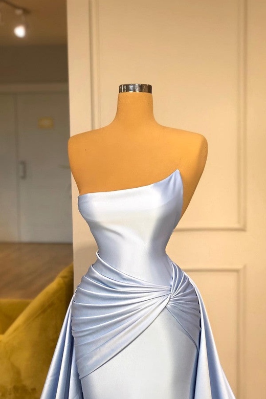 Baby Blue Long Mermaid Overskirt Evening Gown