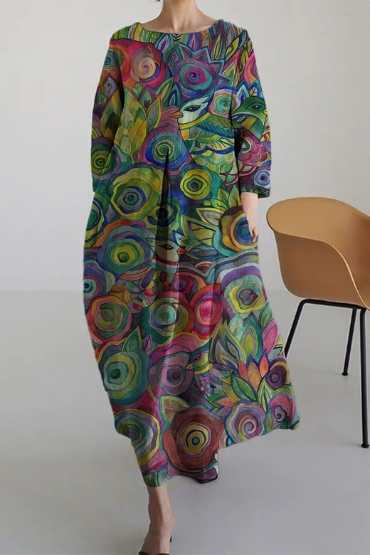 Colorful Style Loose Fit Dress for Lively Appearance