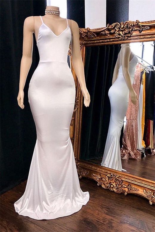 Gorgeous Halter V-Neck Sleeveless Long Mermaid Prom Gown