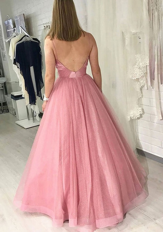 Sparkling Tulle Prom Ball Gown with Pleated Skirt for the Dance