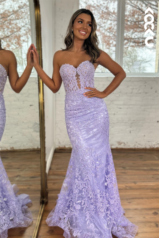 Glamorous & Dramatic Sweetheart Sleeveless Mermaid Applique Gown