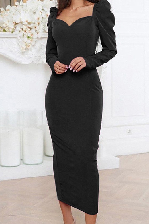 Solid Color Long-Sleeved Prom Dress for Simple Elegance