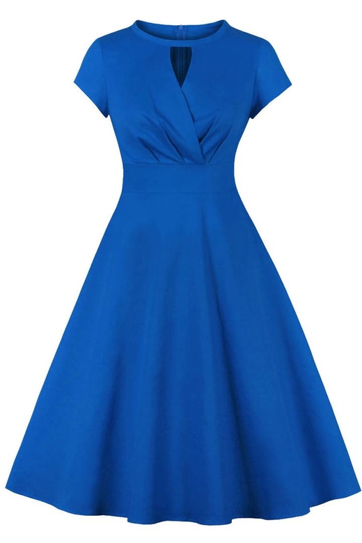 Royal Blue A-Line Midi Cocktail Dress for Regal Elegance