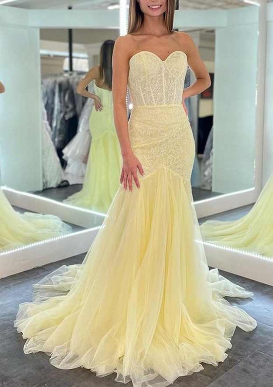 Elegant Trumpet/Mermaid Strapless Sequins Sweetheart Prom Dress