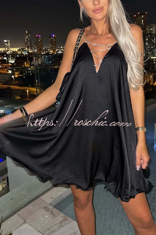 Stunning Shiny Chain Party Mini Dress for Night Out