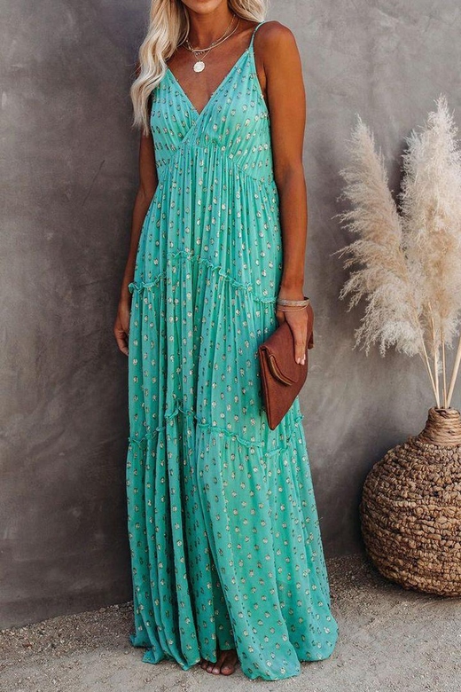 Adjustable Tiered Maxi Dress for Women