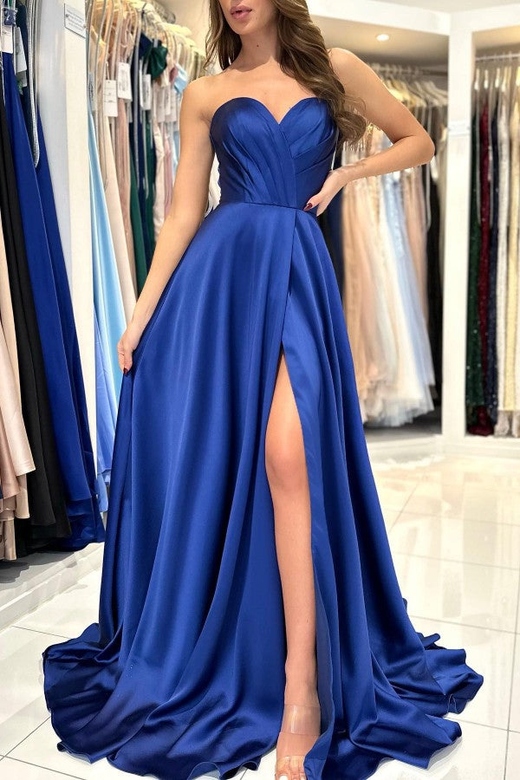 Royal Blue Sweetheart Long Split Mermaid Prom Dress