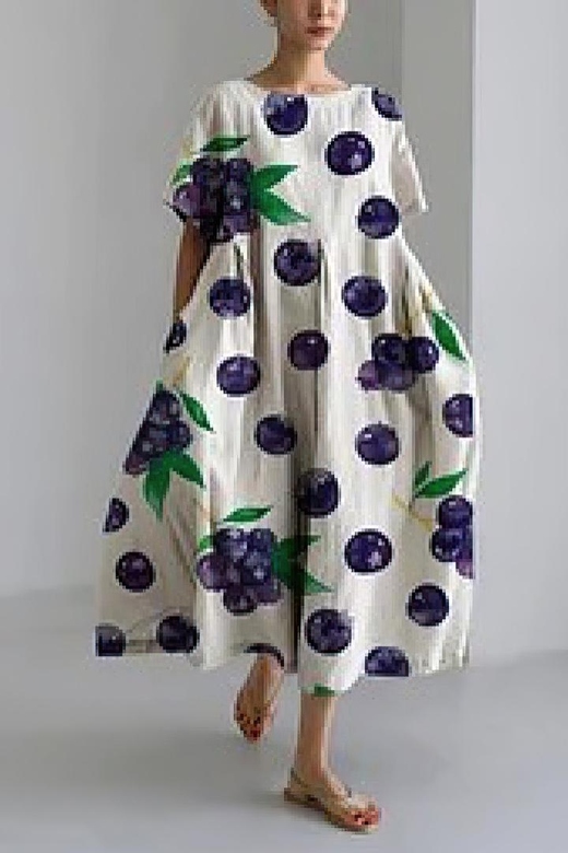 Simple Grape Pattern Long Dress for Classic Style