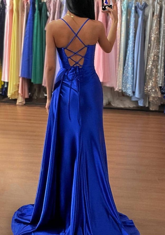 Amazing Satin Sweetheart Trumpet/Mermaid Ruched Sleeveless Sweep Train Prom Dress