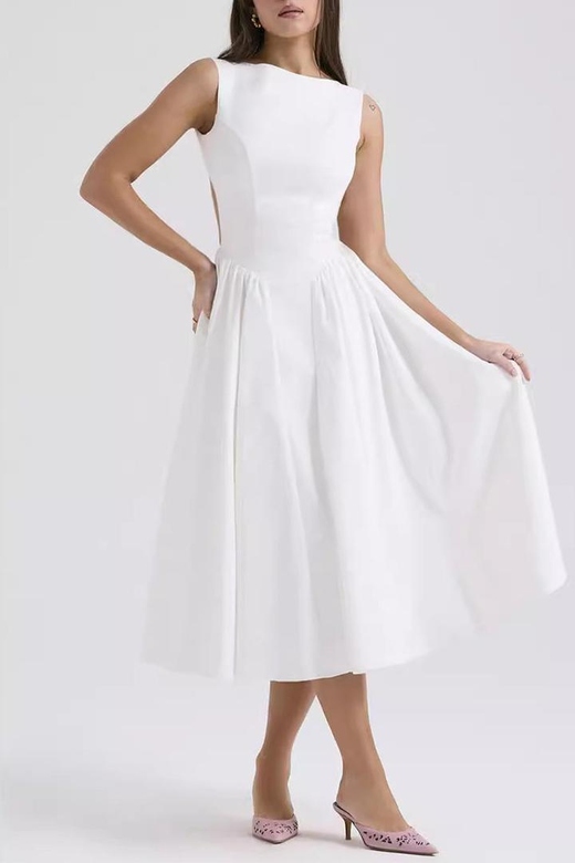 Elegant Backless O-Neck Sleeveless Dresses