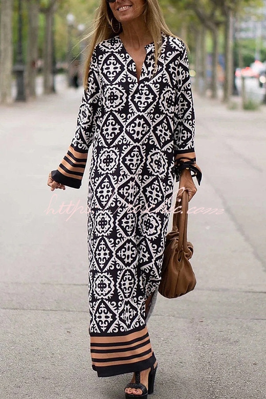 Basically Perfect Geometry Printed Casual Maxi Dress