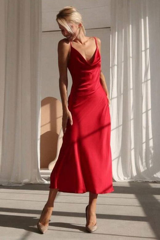 Sexy Sleeveless Midi Party Evening Dress for Elegant Nights