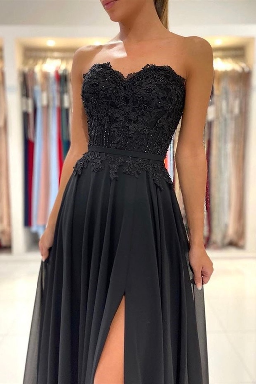 Lace Long Front Split Off-the-Shoulder Prom Evening Gown