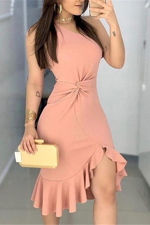 Short Pink One Shoulder Party Homecoming Dresses for Asymmetrical Elegance