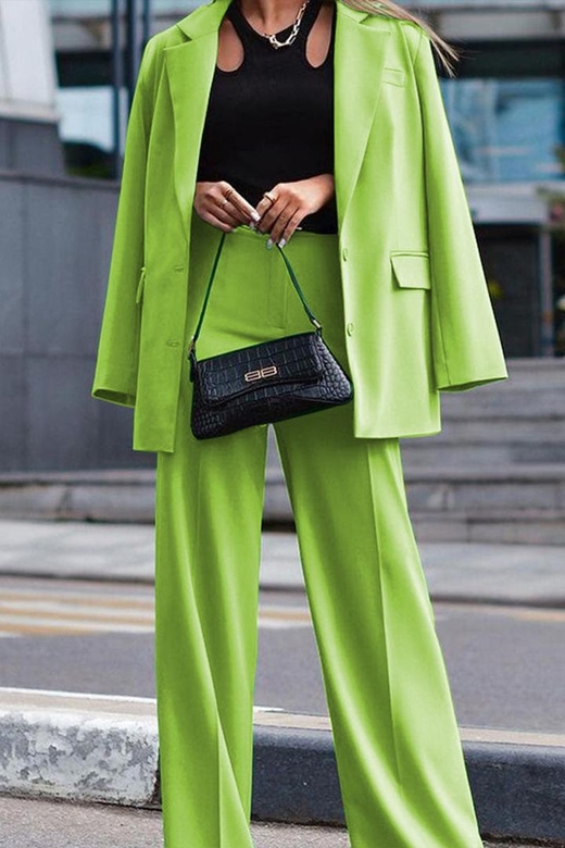 Solid Color Long Sleeve Two Piece Suit for Ladies