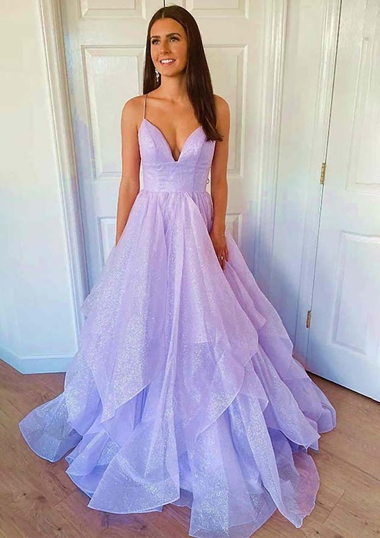 Princess Sweetheart Sleeveless Tulle Sparkling Long Prom Dress