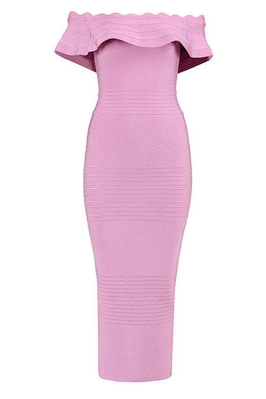 Pink Off-the-Shoulder Bandage Prom Dress for Sweet Glamour