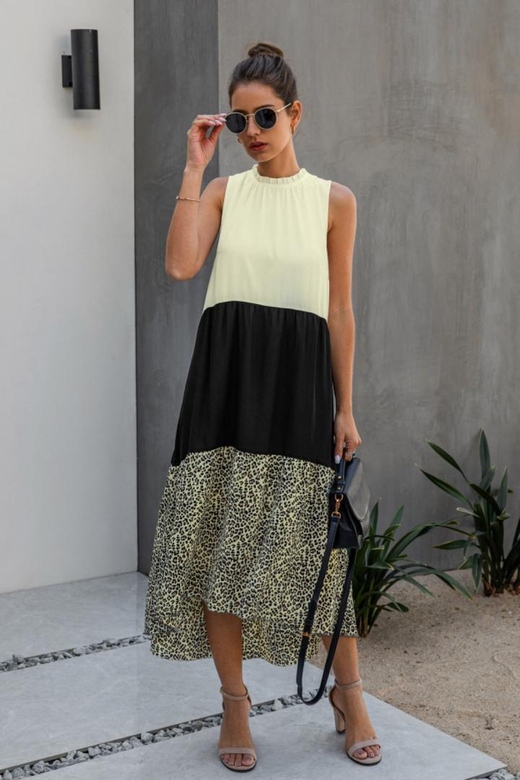 Irregular Leopard Splitting Dress