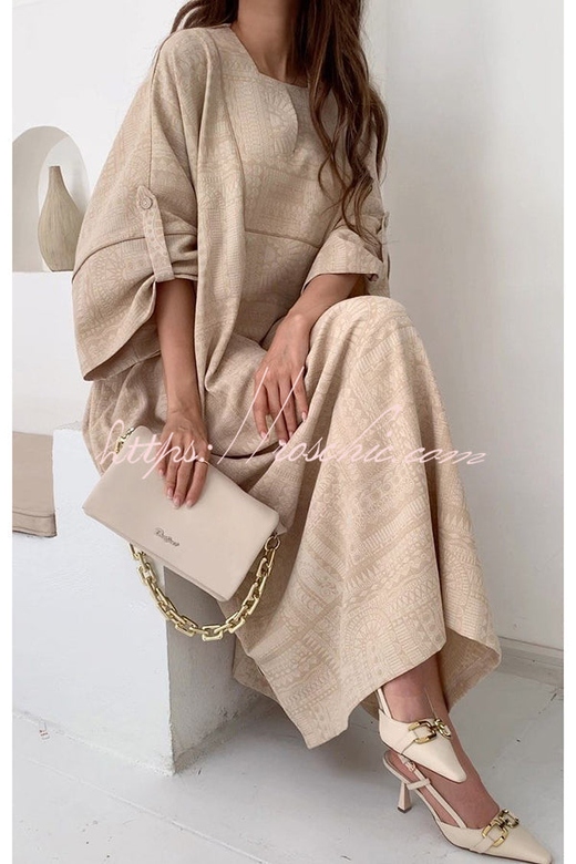 Dignified Wide Half Sleeve Loose Robe Maxi Dress