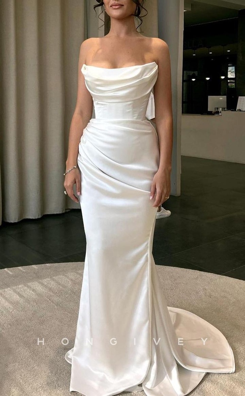 Elegant Satin Bateau Sleeveless Empire Ruched Party Prom Evening Gown