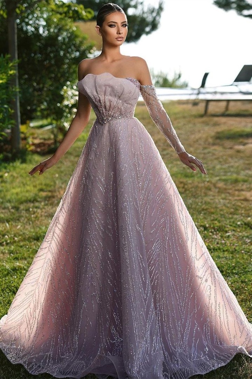 Stunning Long Sleeve Ruffled Off-The-Shoulder Prom Dress