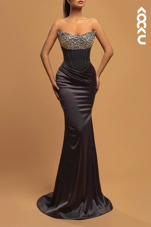 Chic & Modern Trumpet Sleeveless Off-Shoulder Ruched Party Gown