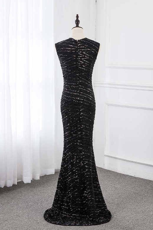 Gorgeous Jewel Sleeveless Black Beadings Mermaid Prom Dress