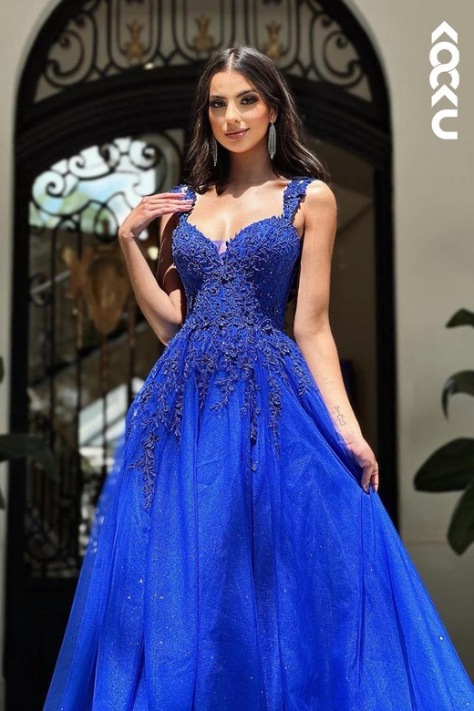 Elegant & Luxurious Straps V-Neck A-Line Appliqued Prom Dress