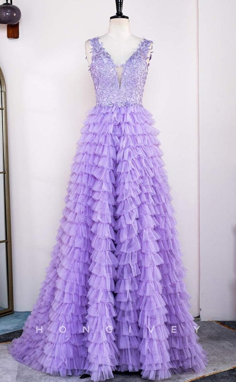 Elegant Tulle A-Line Sweetheart Sleeveless Illusion Tiered