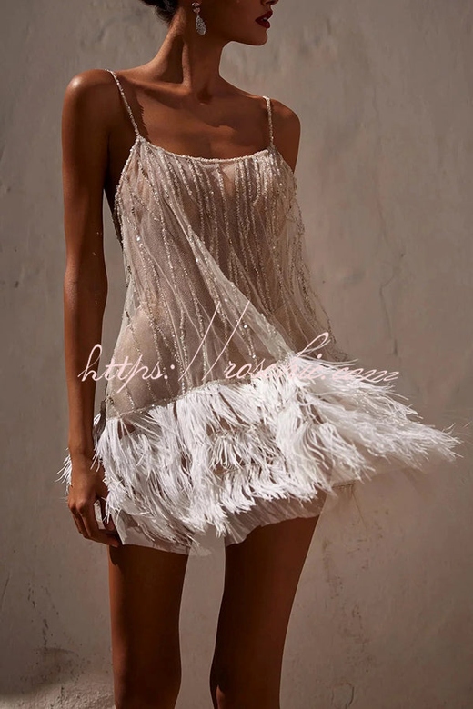 Fairy Lights Sequin Layered Fringed Mesh Mini