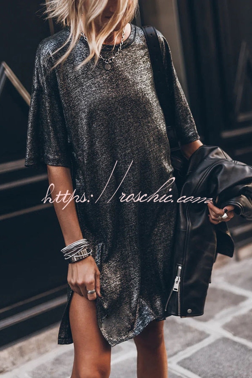 The Dark Sparkly Relaxed Slit T-shirt Mini