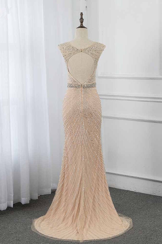 Luxury V-Neck Beadings Crystals Mermaid Prom Dress On Sale