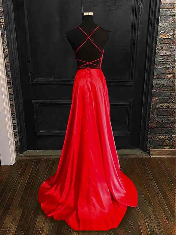 Beautiful Square Neckline Spaghetti Straps A-Line Prom Dress