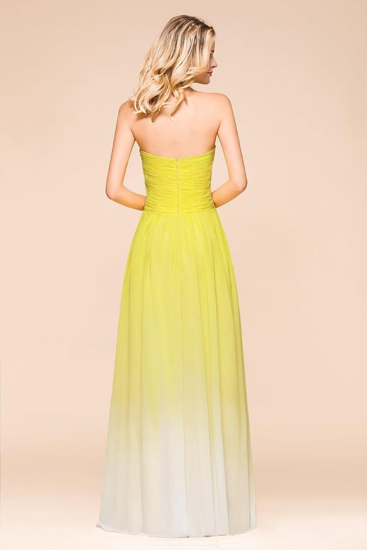 Fashionable Sweetheart Ruffle Yellow Ombre Bridesmaid Dresses