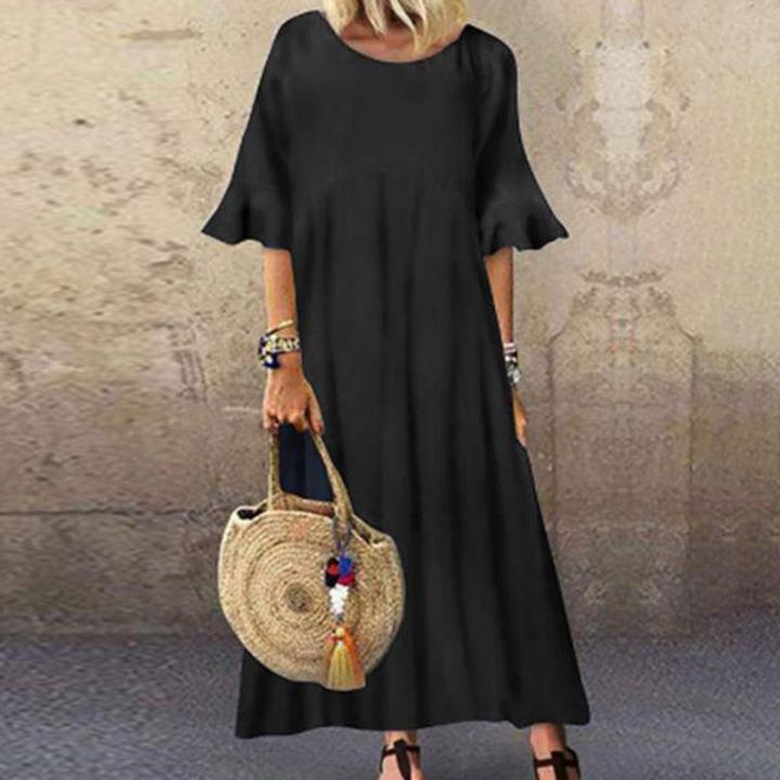 Classy Plain Short Sleeve Maxi Dress for Minimalist Taste