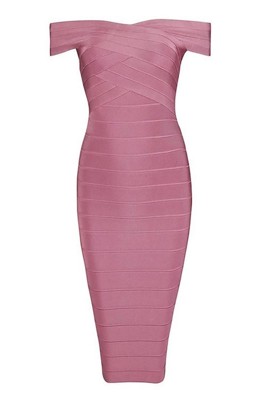 Pink Off-the-Shoulder Short Bandage Dress for Flirty Nights