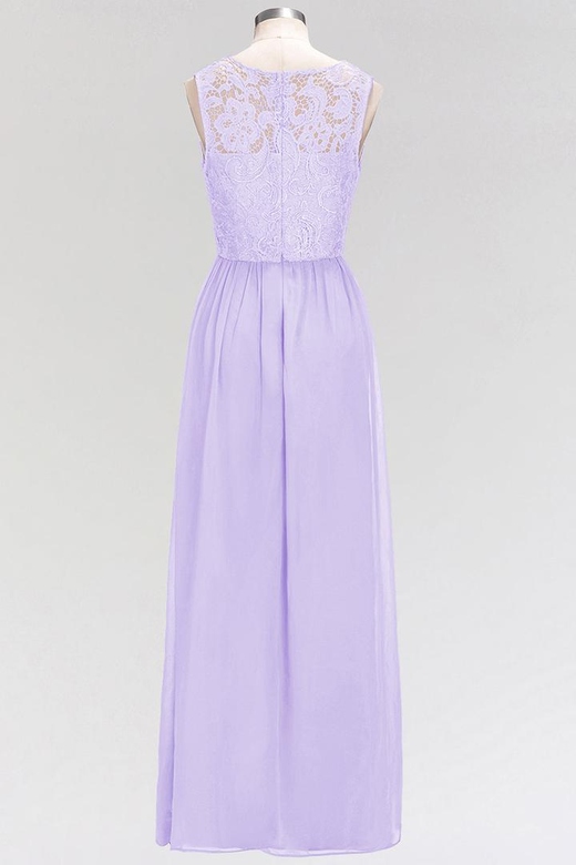 Elegant Lace Sleeveless Pleated Lavender Bridesmaid Dresses